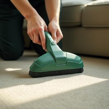 Higienização profunda em carpete por especialista treinado em sustentabilidade