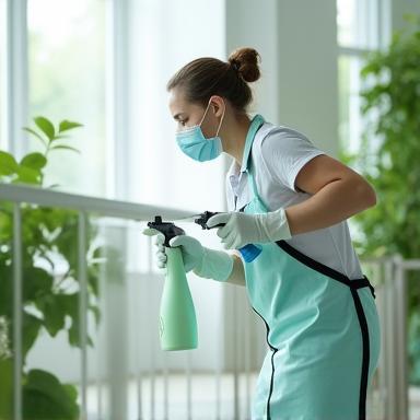 Profissional em sanitização ecológica segura para saúde e meio ambiente